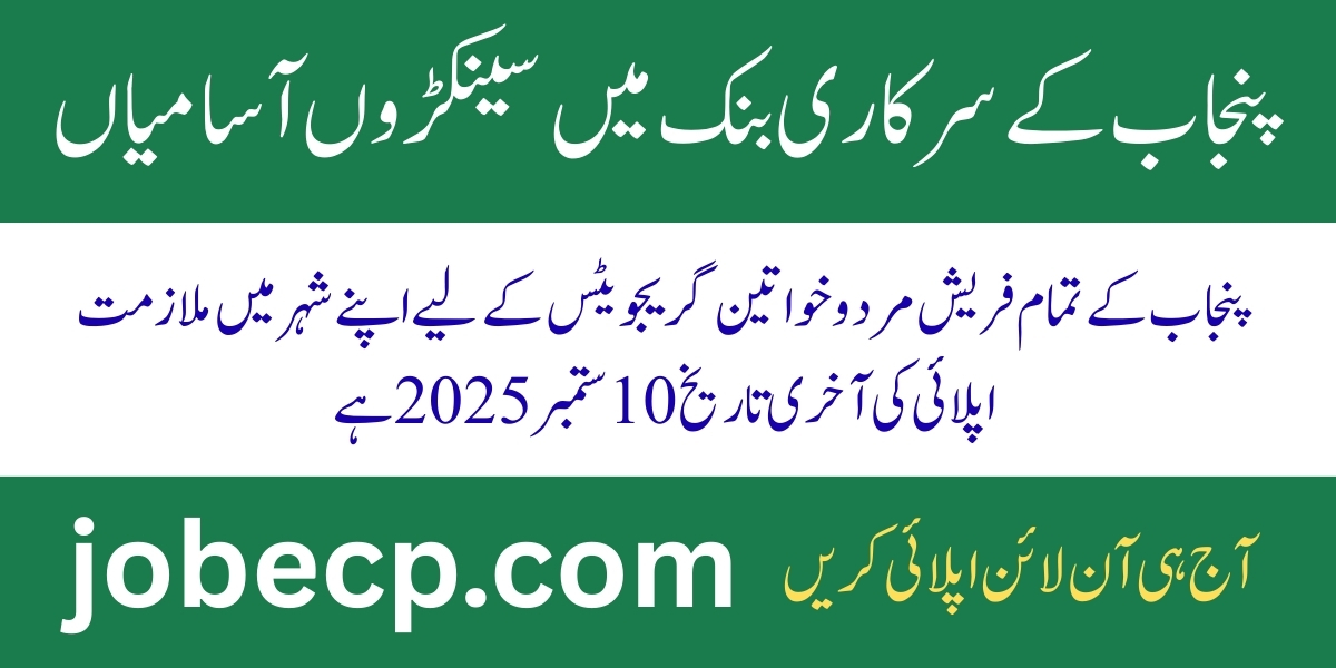 PPCBL Jobs 2025 for Graduates by Punjab Provincial Cooperative Bank