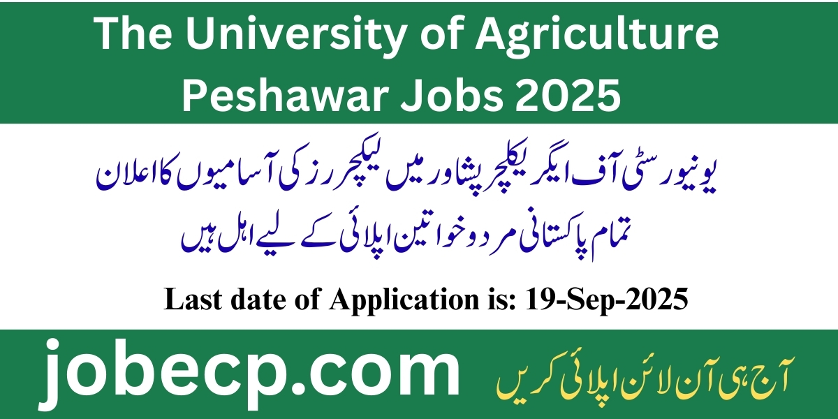 The University of Agriculture Peshawar Jobs 2025